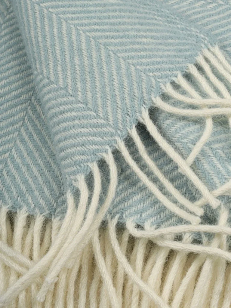 100% Pure New Wool Duck Egg Blue Blanket Throw