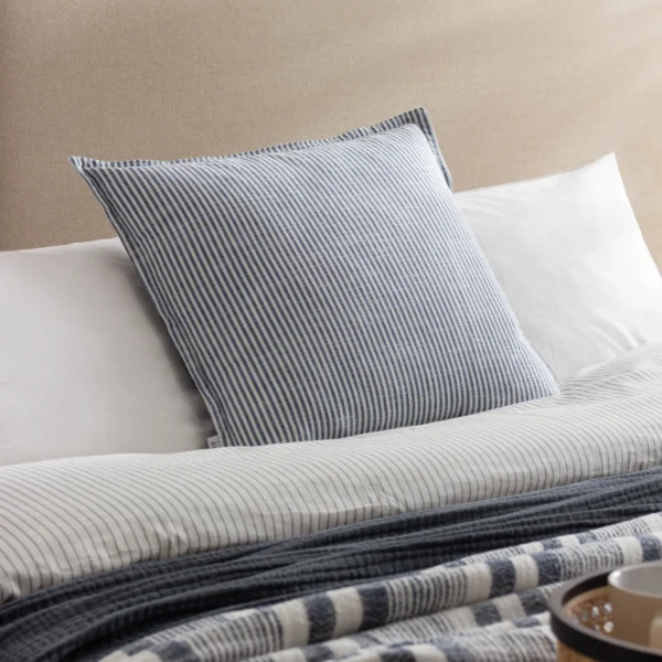 Tilly Woven Cotton Blue Stripe Cushion