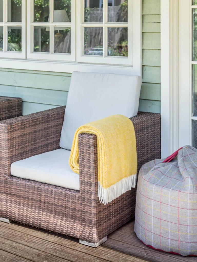100% Pure New Wool Yellow Blanket Throw
